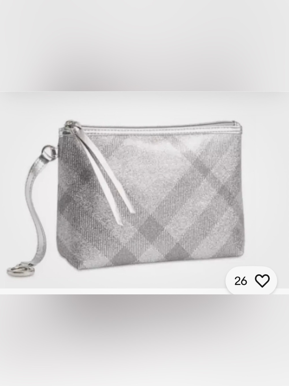 Burberry Silver Metallic Cosmetic Pouch